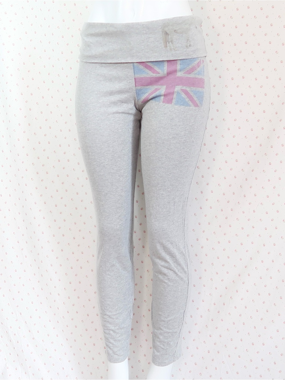 grey union jack foldover leggings british flag yoga pants large y2k